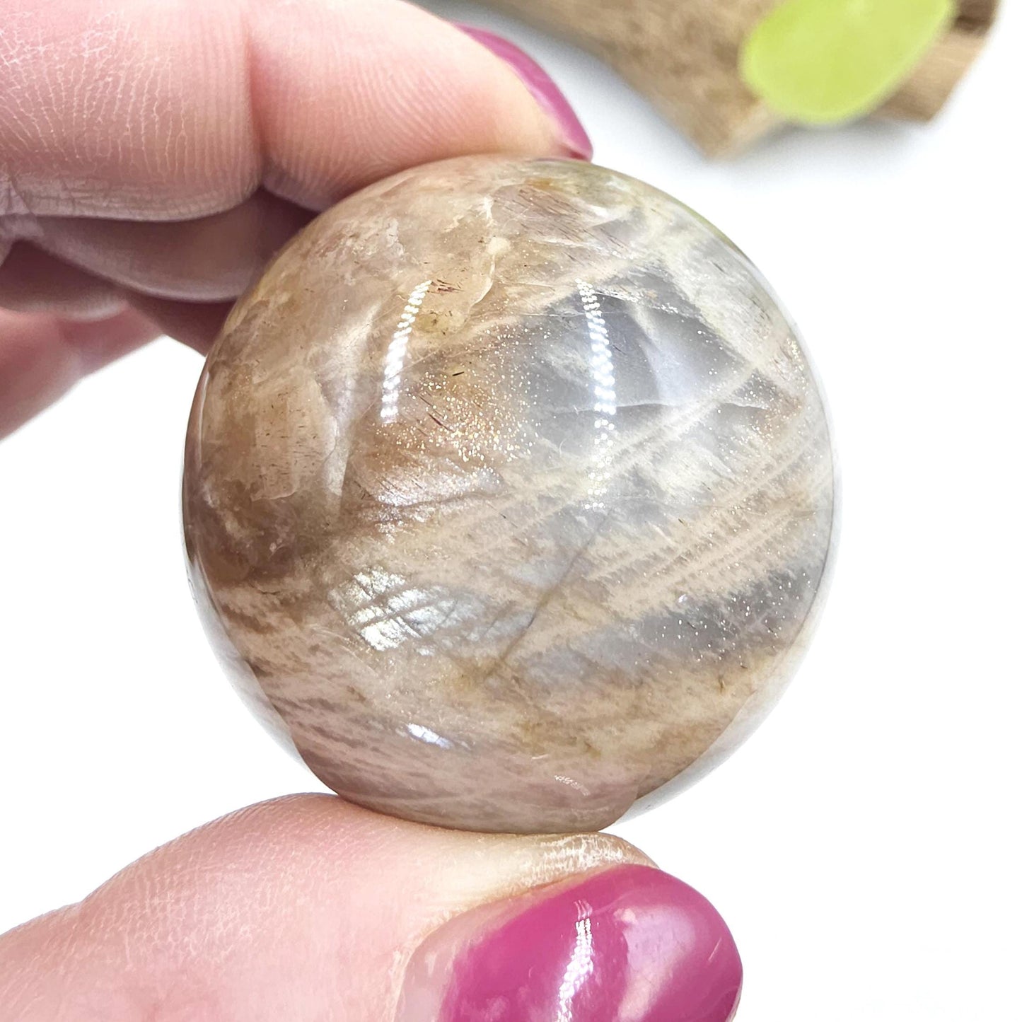 Black Moonstone & Sunstone Sphere – Protection, Joy and Root and Sacral Chakra Crystal, 42mm