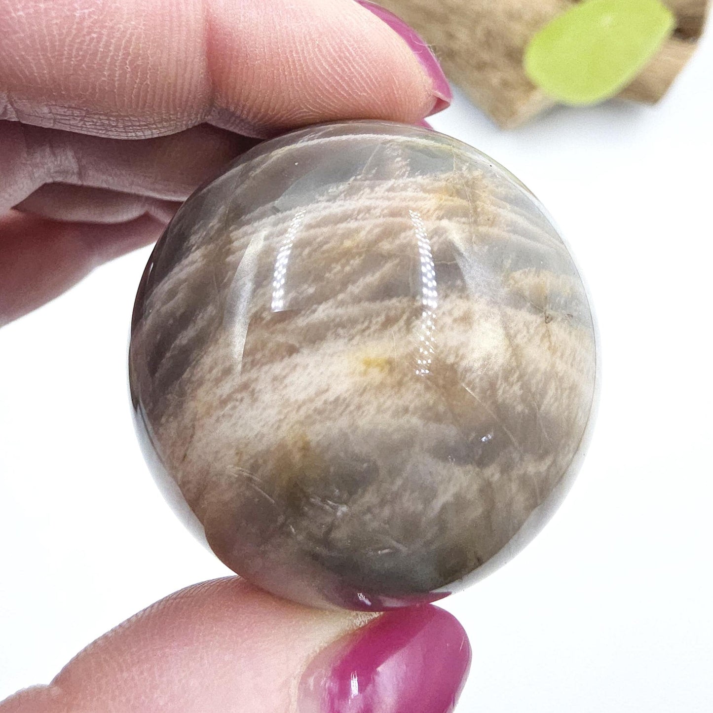 Black Moonstone & Sunstone Sphere – Protection, Joy and Root and Sacral Chakra Crystal, 42mm
