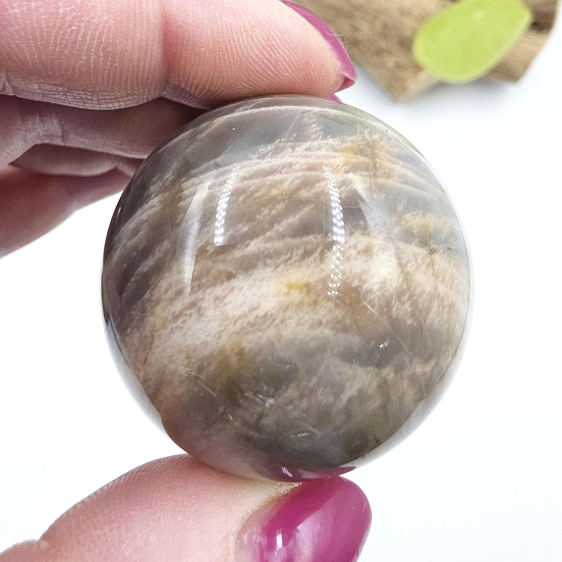 Black Moonstone & Sunstone Sphere – Protection, Joy and Root and Sacral Chakra Crystal, 42mm