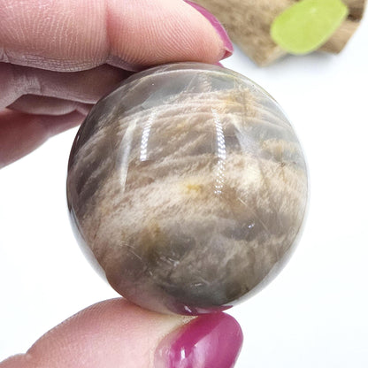 Black Moonstone & Sunstone Sphere – Protection, Joy and Root and Sacral Chakra Crystal, 42mm