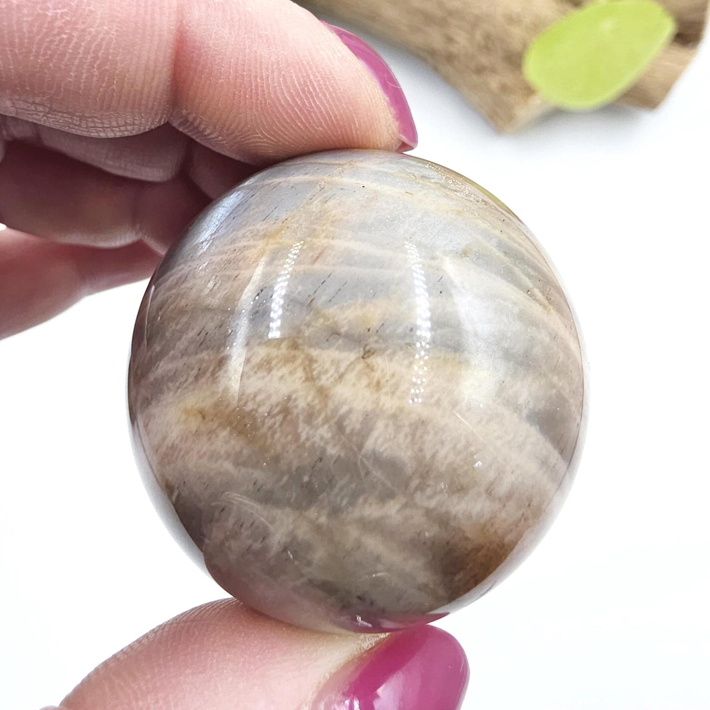 Black Moonstone & Sunstone Sphere – Protection, Joy and Root and Sacral Chakra Crystal, 42mm
