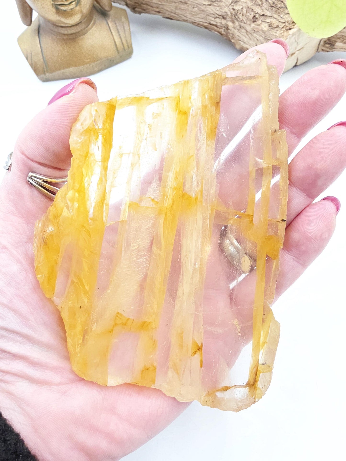 High Grade Golden Healer Slice Slab – Healing, Balance & High Vibrational Quartz Crystal, 240g