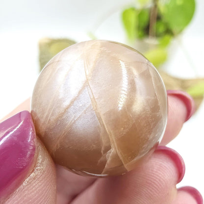 Peach Moonstone Sphere – Intuition, Emotional Balance & Sacral Chakra Crystal, 26mm