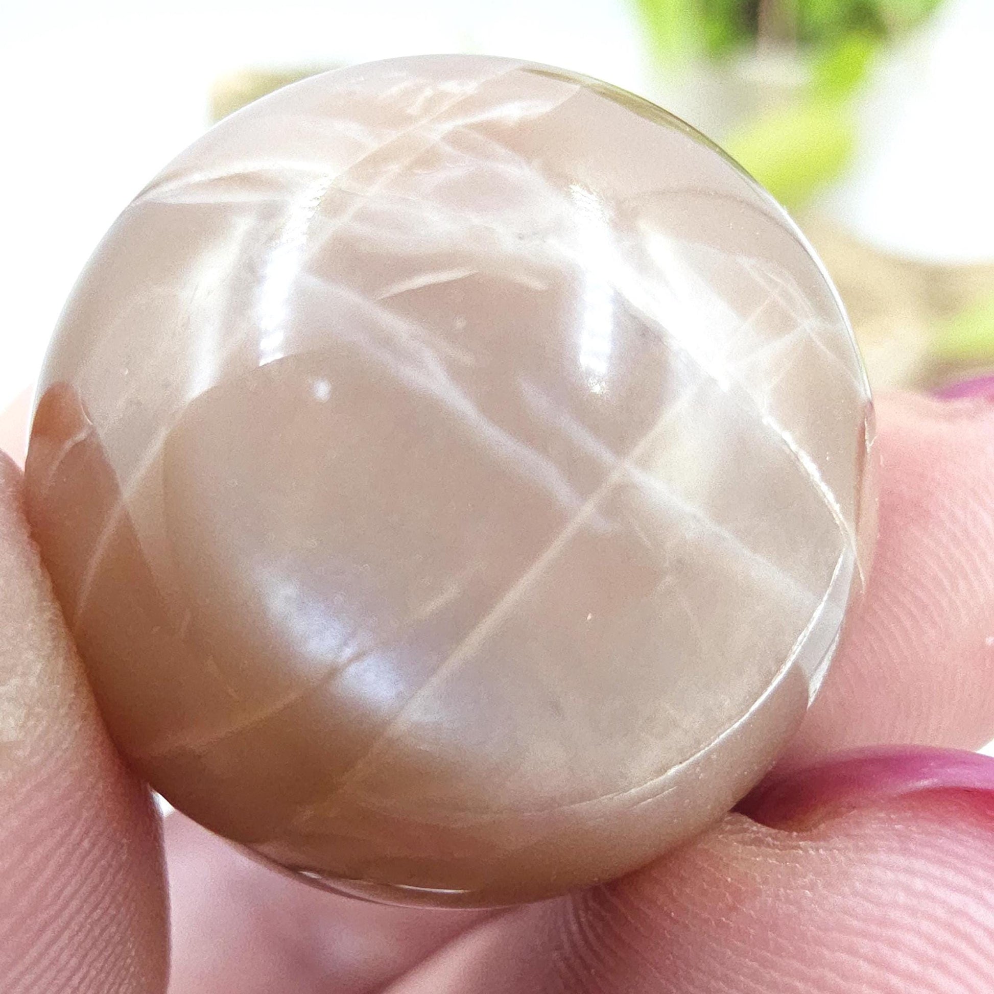 Peach Moonstone Sphere – Intuition, Emotional Balance & Sacral Chakra Crystal, 26mm