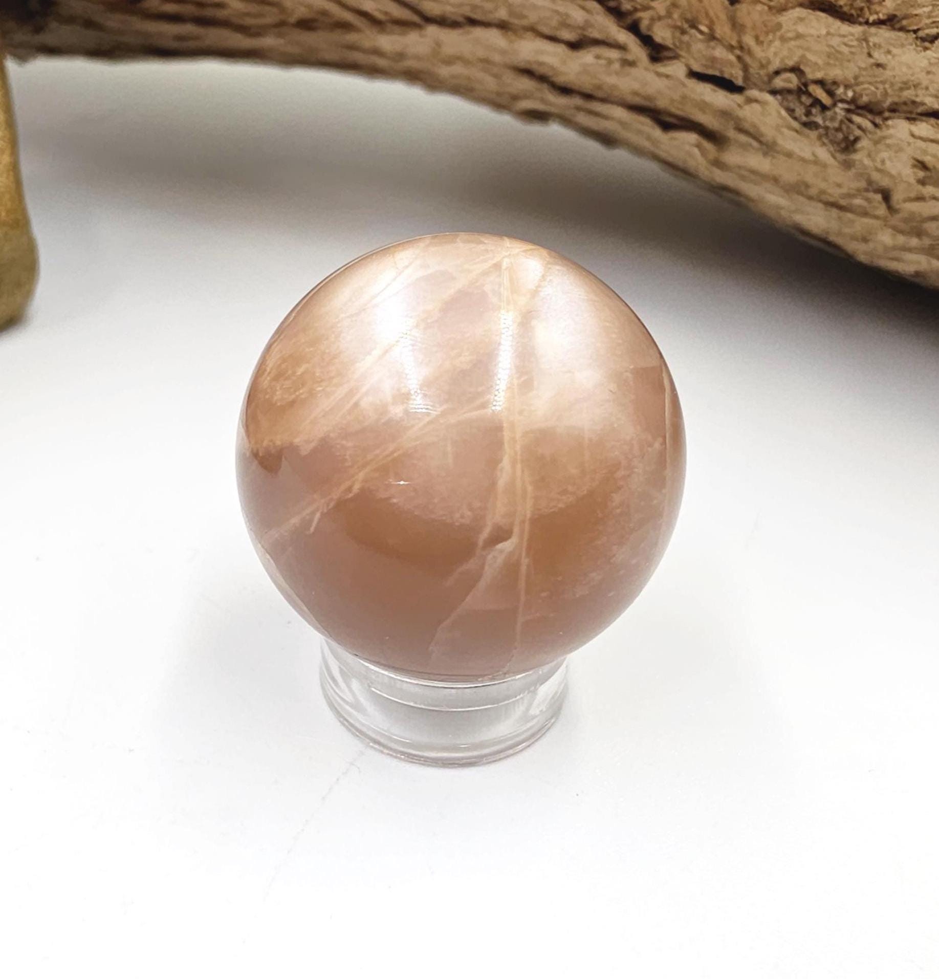 Peach Moonstone Sphere – Intuition, Emotional Balance & Sacral Chakra Crystal, 26mm
