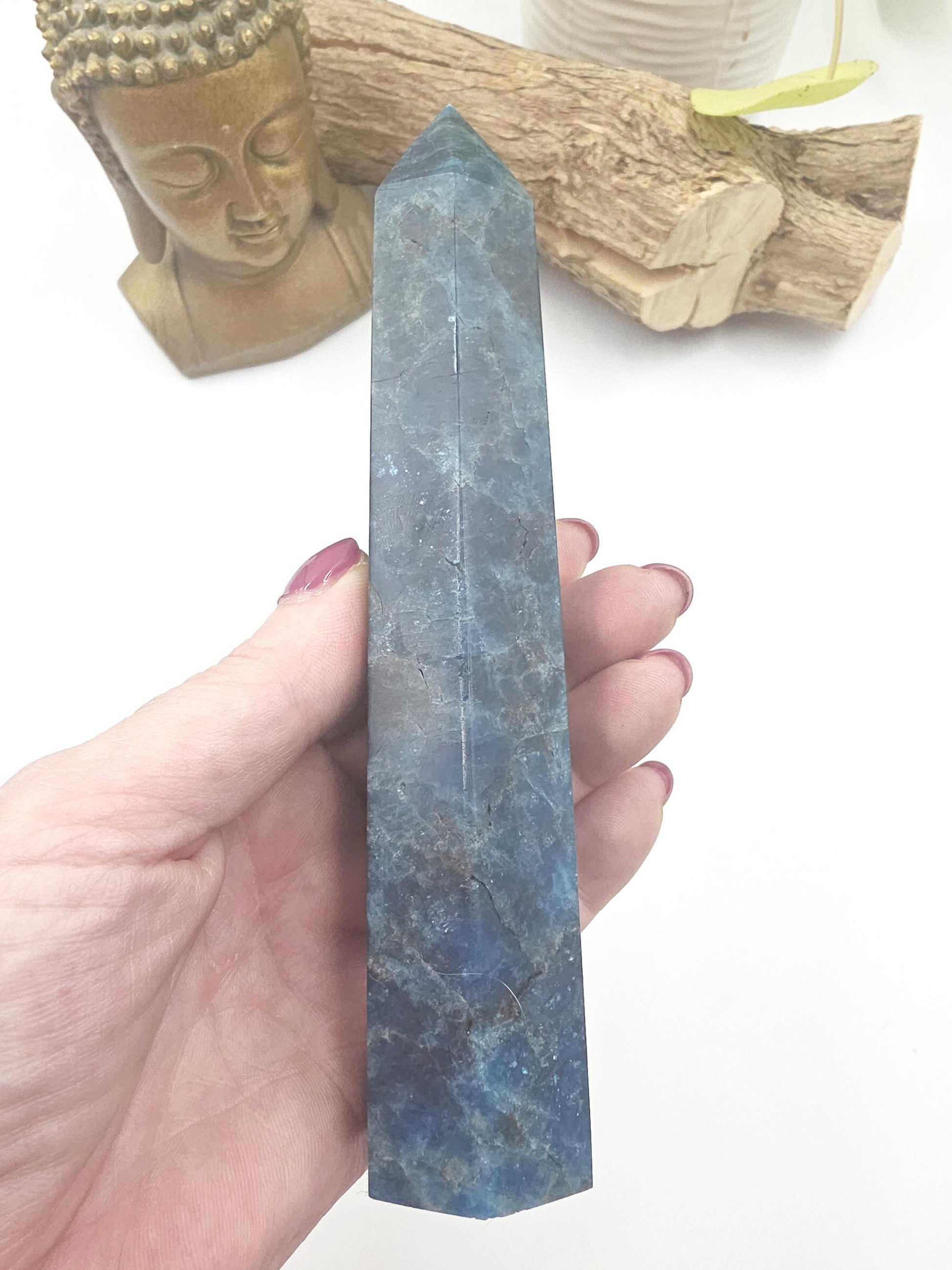 Large Blue Apatite Tower - Inspiration, Focus & Motivation Crystal Point, 17cm