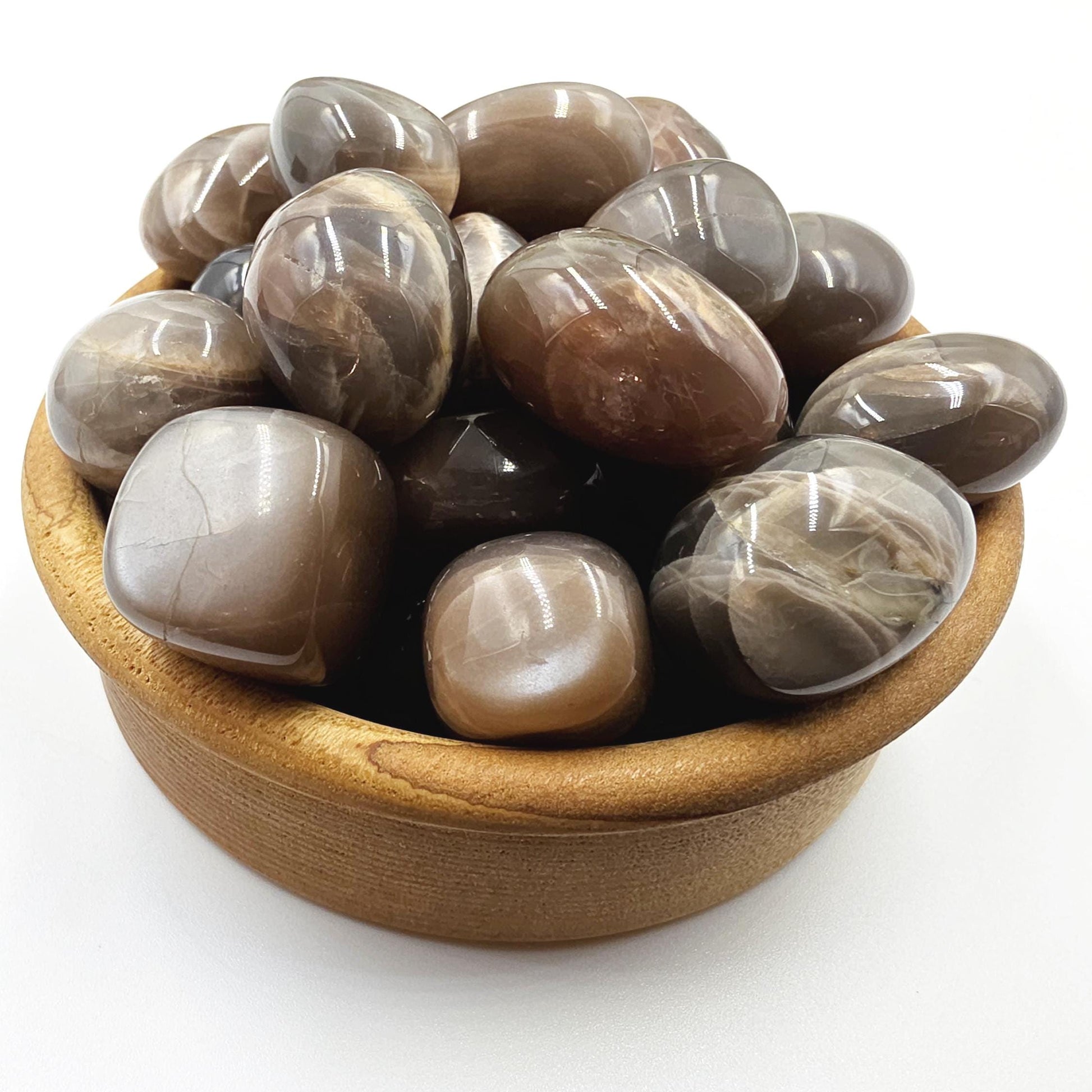Black Grey Moonstone Tumble Stones – Protection, Intuition and Root & Third Eye Chakra Crystal, 2-3cm