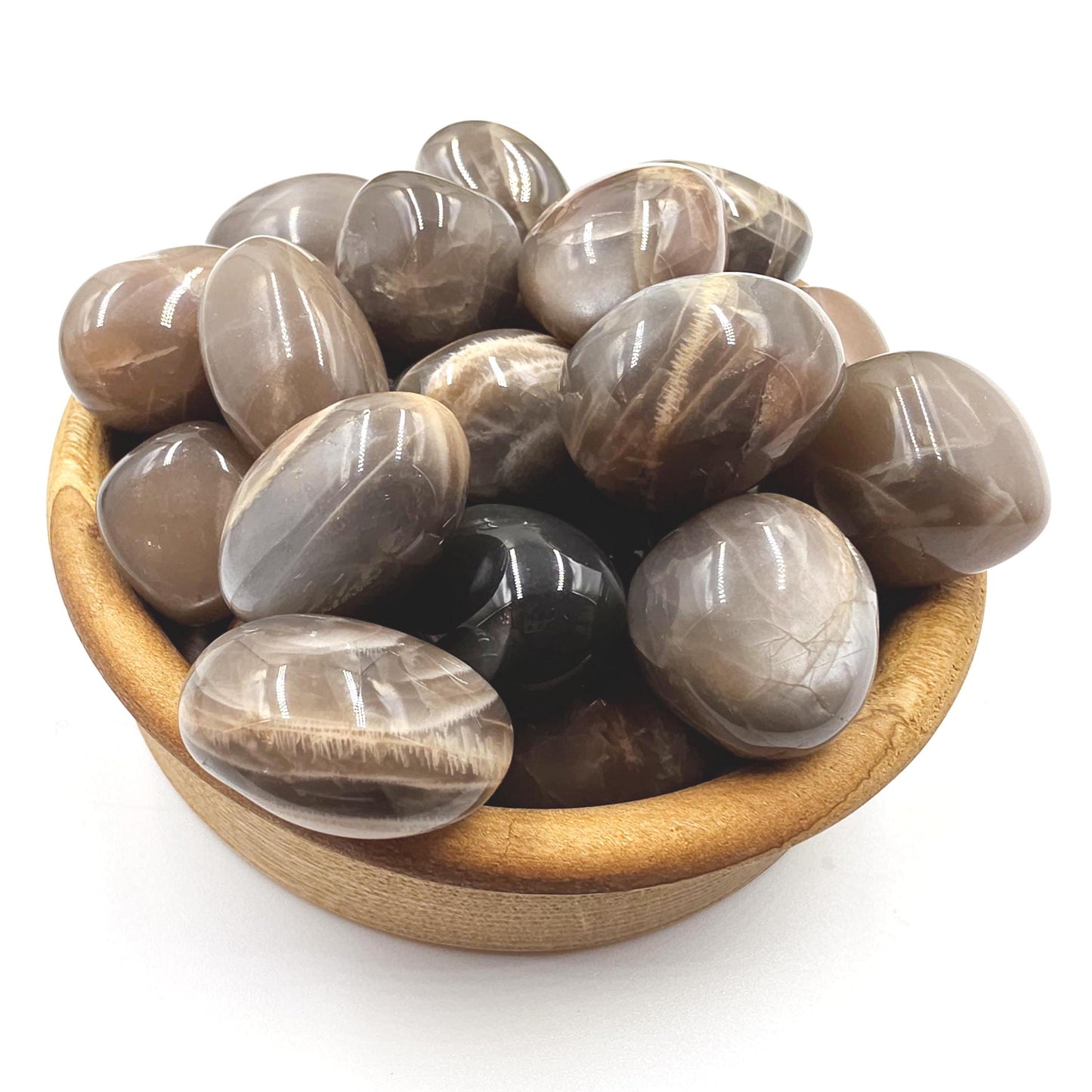 Black Grey Moonstone Tumble Stones – Protection, Intuition and Root & Third Eye Chakra Crystal, 2-3cm