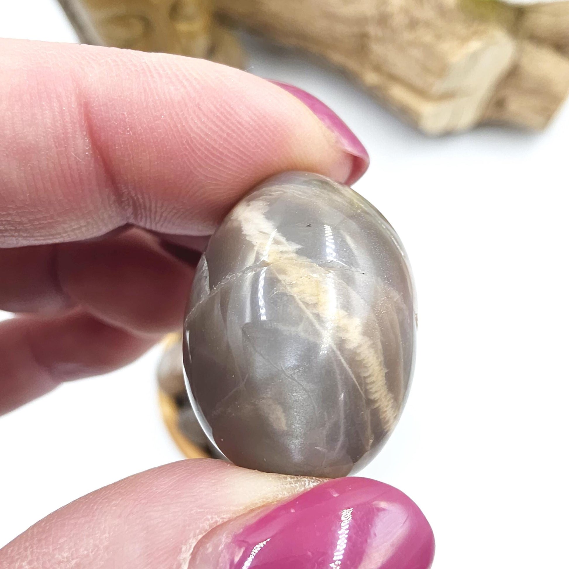 Black Grey Moonstone Tumble Stones – Protection, Intuition and Root & Third Eye Chakra Crystal, 2-3cm