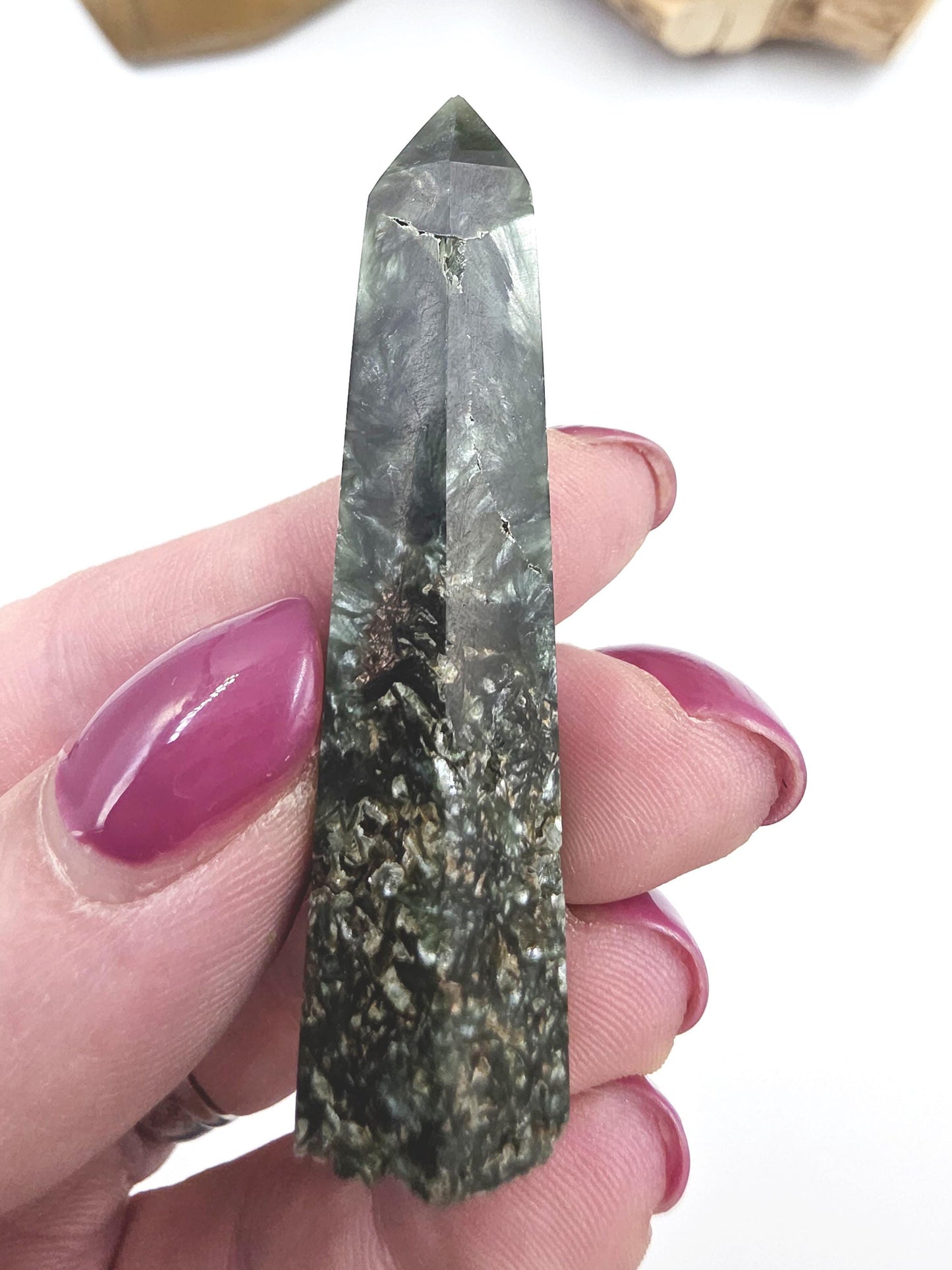 Seraphinite Tower – Healing, Spiritual Connection & Heart Chakra Crystal, 6cm