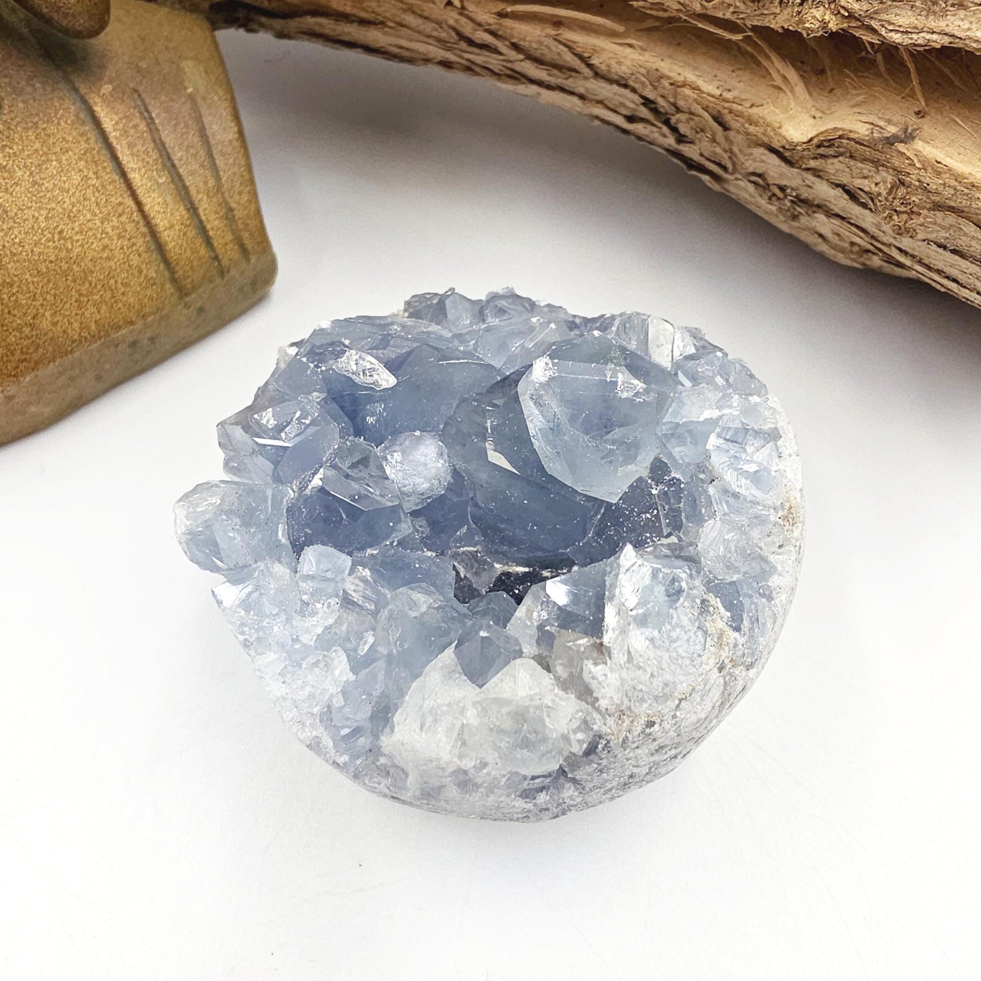 Round Raw Celestite Cluster Specimen – Calm, Spiritual Connection & Crown Chakra Crystal, 300g