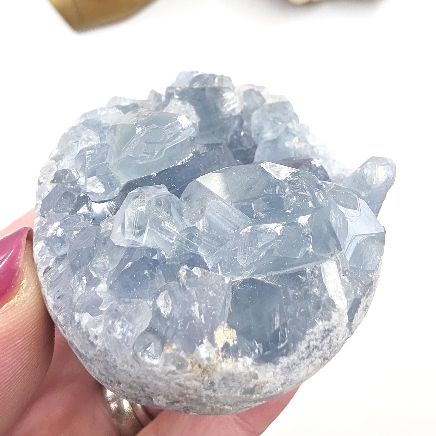 Round Raw Celestite Cluster Specimen – Calm, Spiritual Connection & Crown Chakra Crystal, 300g