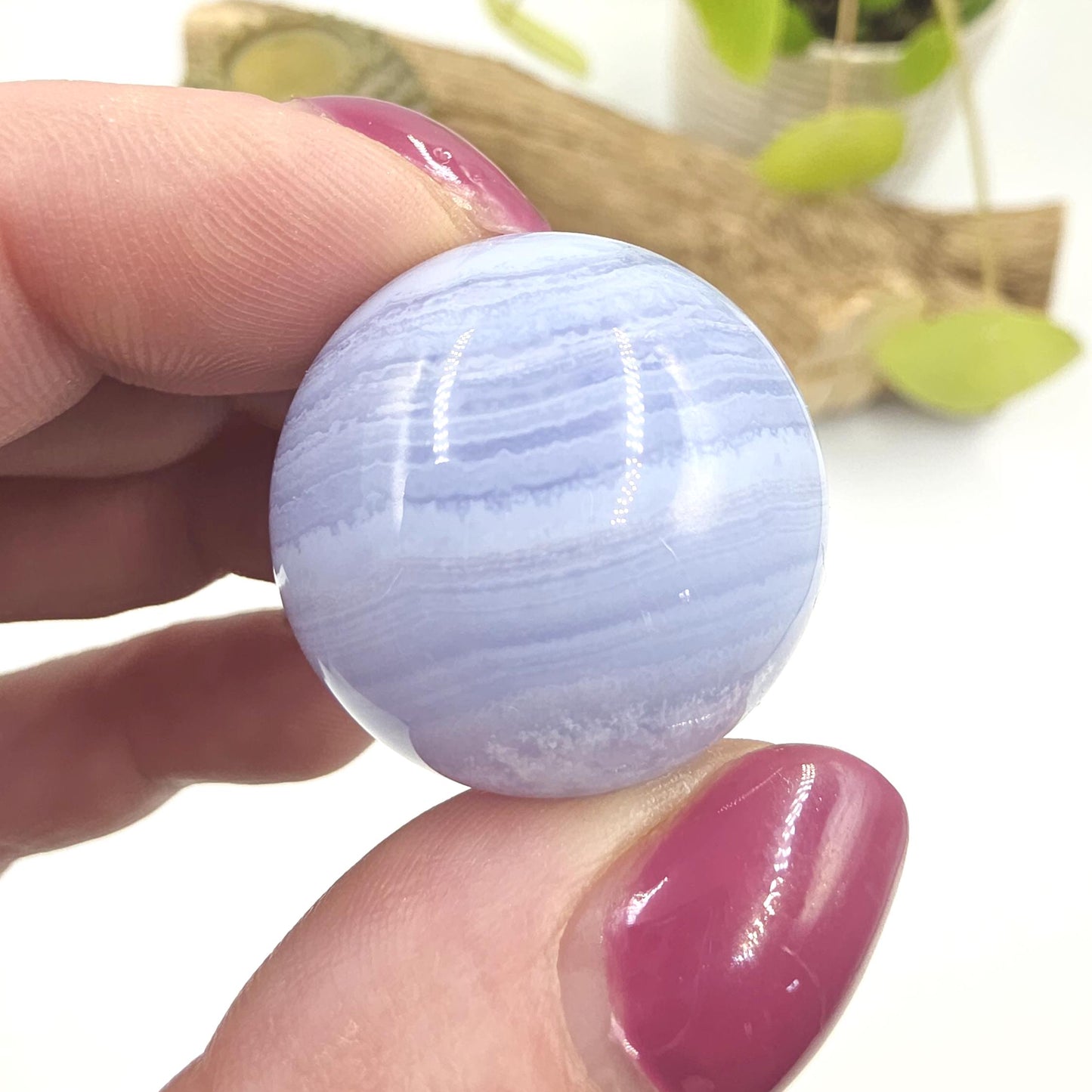 High Grade Blue Lace Agate Sphere – Calm Communication, Emotional Peace & Soothing Energy Crystal, 28mm