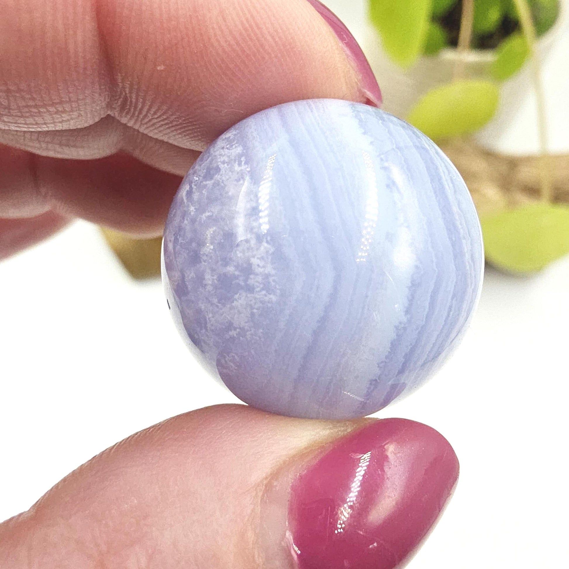High Grade Blue Lace Agate Sphere – Calm Communication, Emotional Peace & Soothing Energy Crystal, 28mm