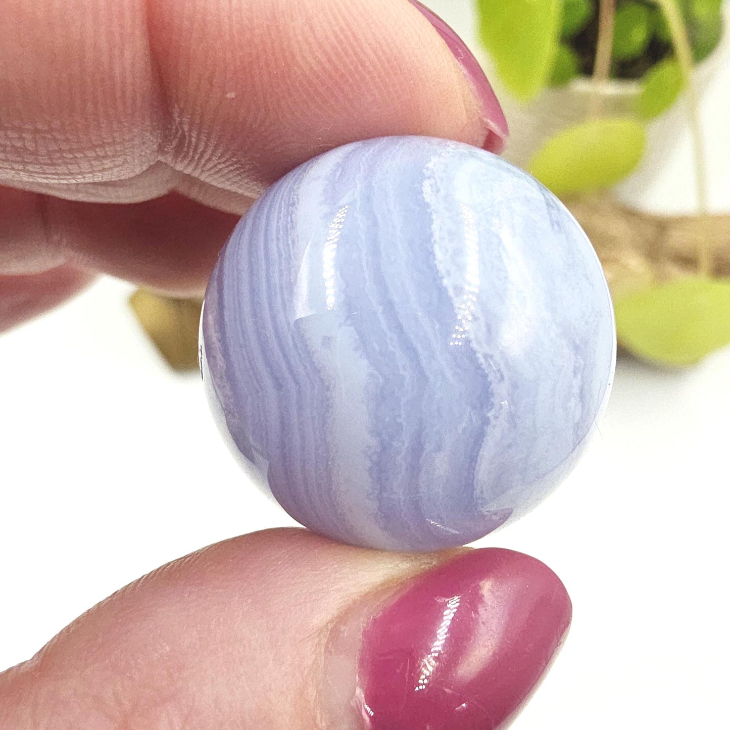 High Grade Blue Lace Agate Sphere – Calm Communication, Emotional Peace & Soothing Energy Crystal, 28mm