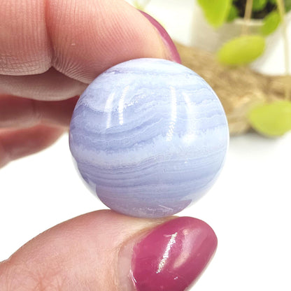 High Grade Blue Lace Agate Sphere – Calm Communication, Emotional Peace & Soothing Energy Crystal, 28mm