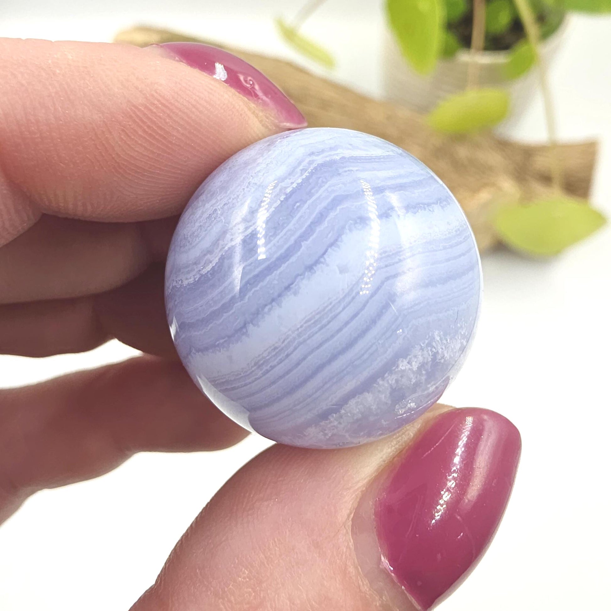 High Grade Blue Lace Agate Sphere – Calm Communication, Emotional Peace & Soothing Energy Crystal, 28mm