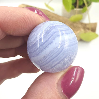 High Grade Blue Lace Agate Sphere – Calm Communication, Emotional Peace & Soothing Energy Crystal, 28mm