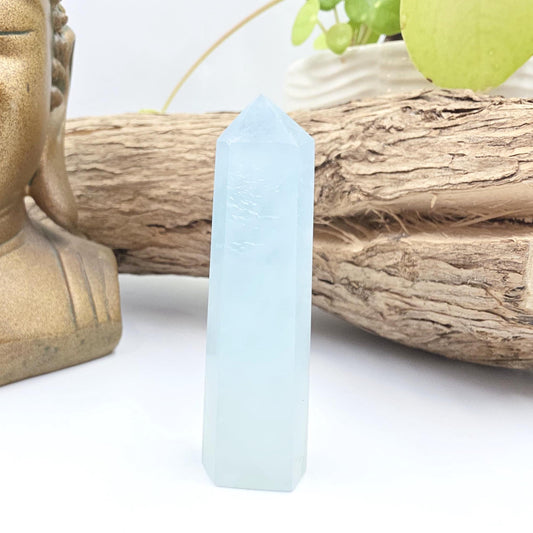 Aquamarine Tower - Calming & Communication Throat Chakra Healing Crystal Point - 7cm