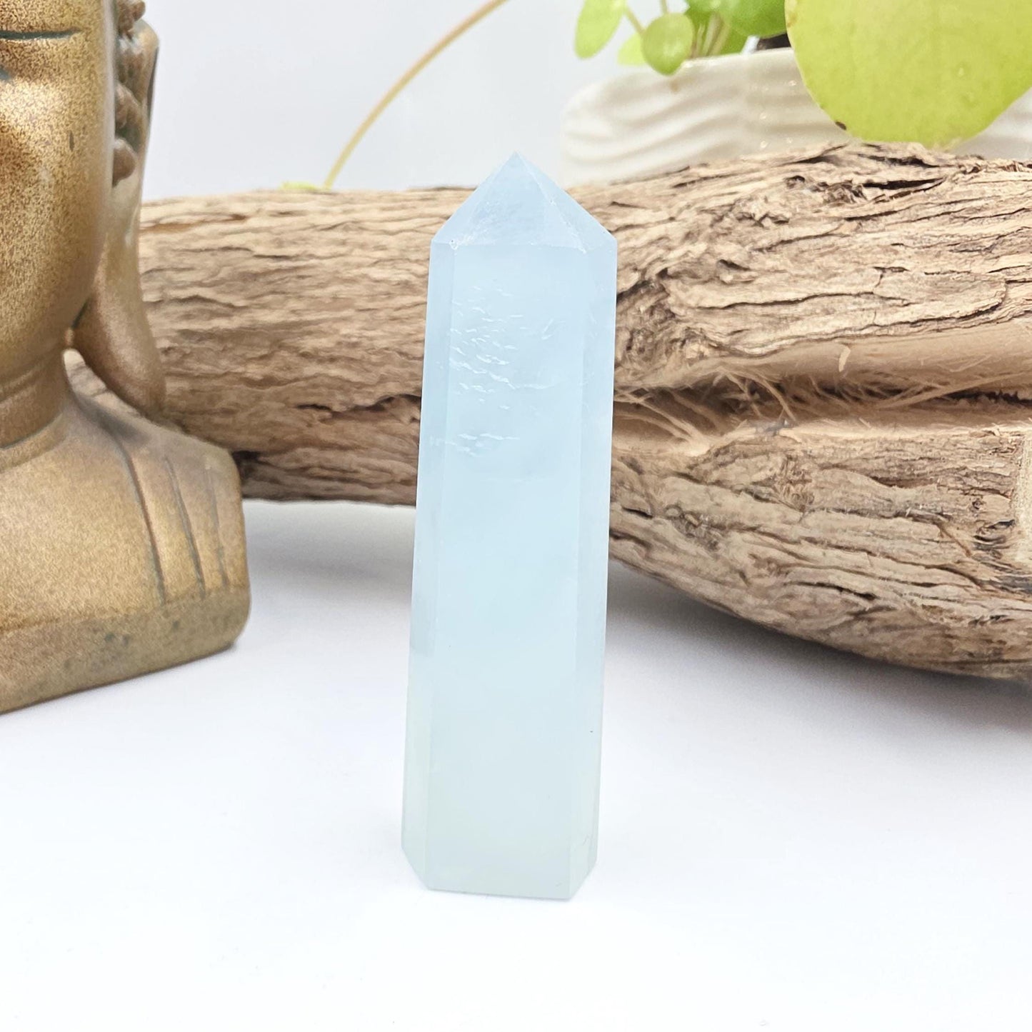 Aquamarine Tower - Calming & Communication Throat Chakra Healing Crystal Point - 7cm