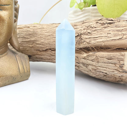 Aquamarine Tower - Calming & Communication Throat Chakra Healing Crystal Point - 7cm
