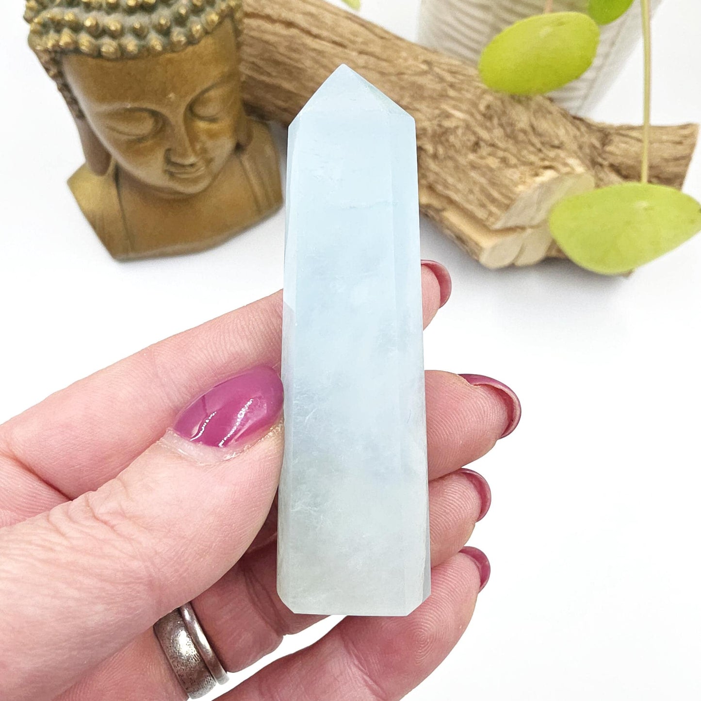 Aquamarine Tower - Calming & Communication Throat Chakra Healing Crystal Point - 7cm