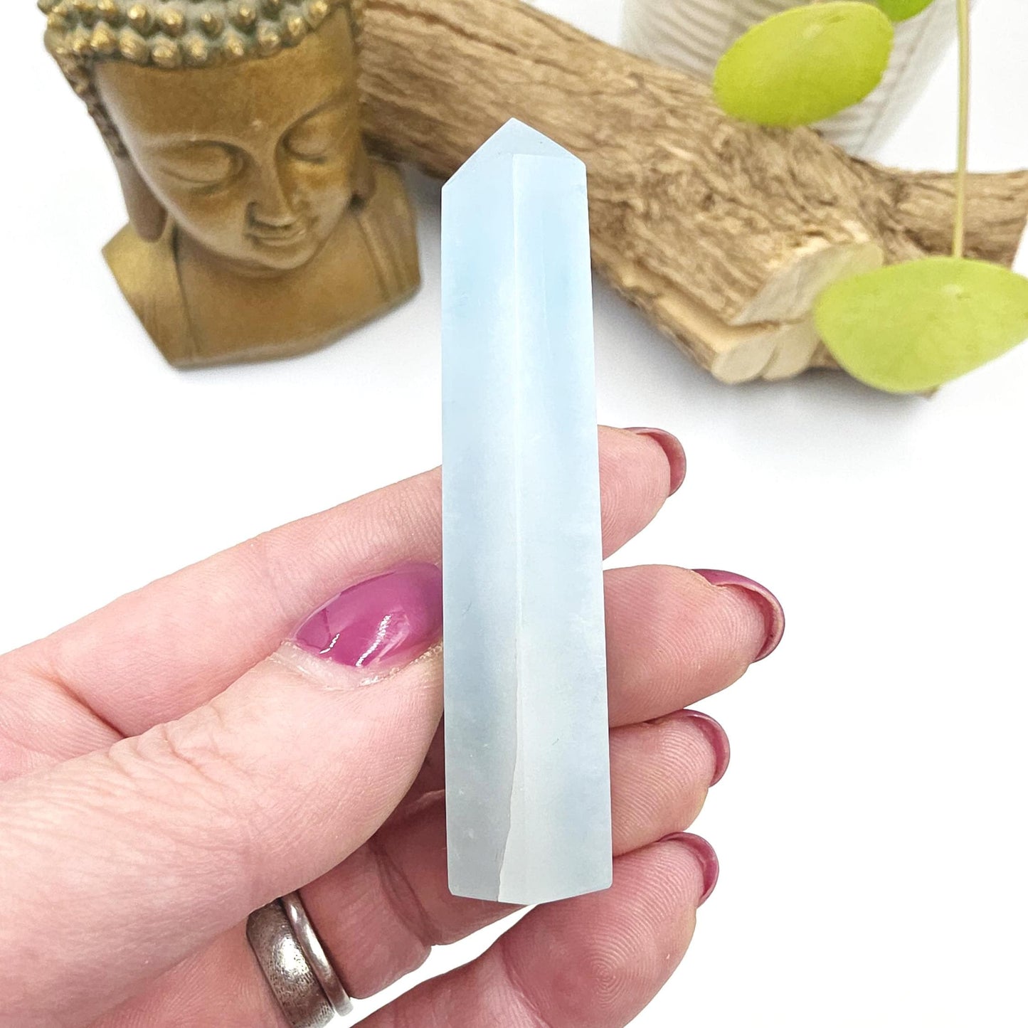 Aquamarine Tower - Calming & Communication Throat Chakra Healing Crystal Point - 7cm