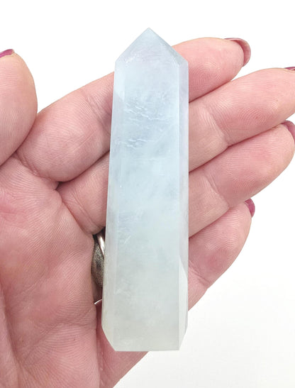 Aquamarine Tower - Calming & Communication Throat Chakra Healing Crystal Point - 7cm