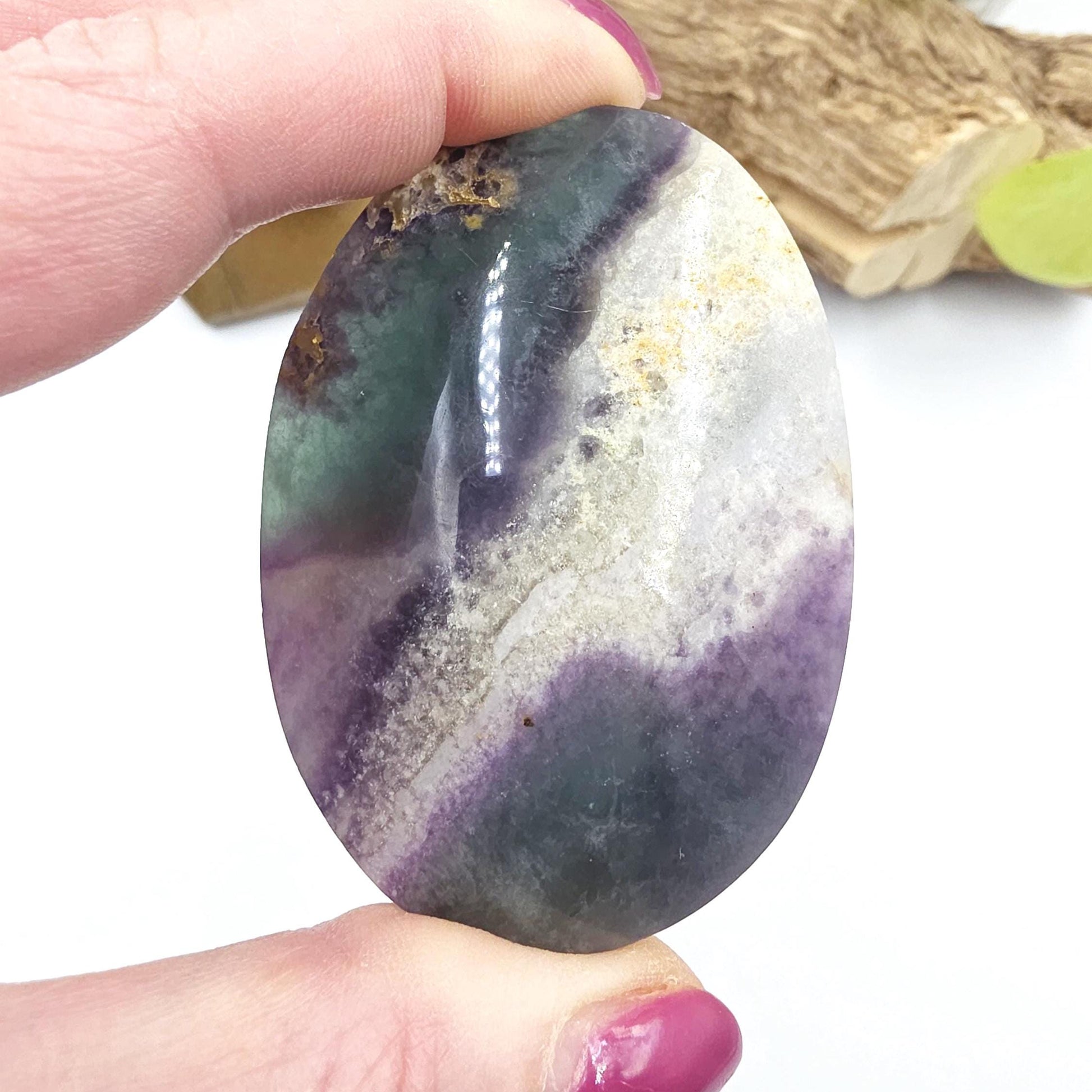 Silk Fluorite Palm Stone – Clarity, Calm & Soothing Flow Energy Crystal, 105g