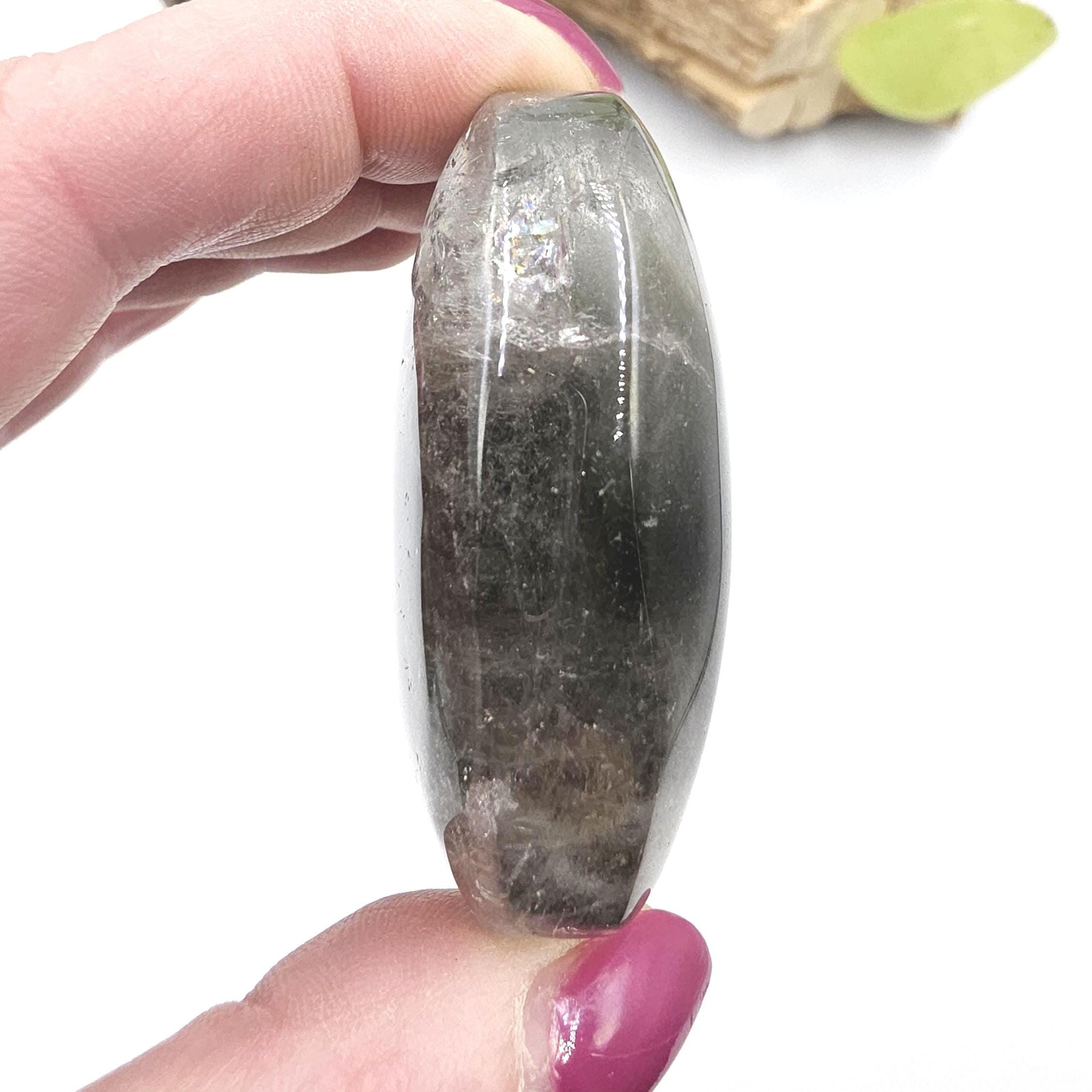Unique Garden Quartz (Lodolite) Palm Stone – Manifestation, Clarity & Inner Journey Healing Crystal, 100g