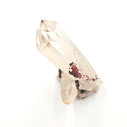 Twin Clear Quartz and Hematite Cluster Specimen - Grounding & Amplifying Healing Raw Crystal, 60g