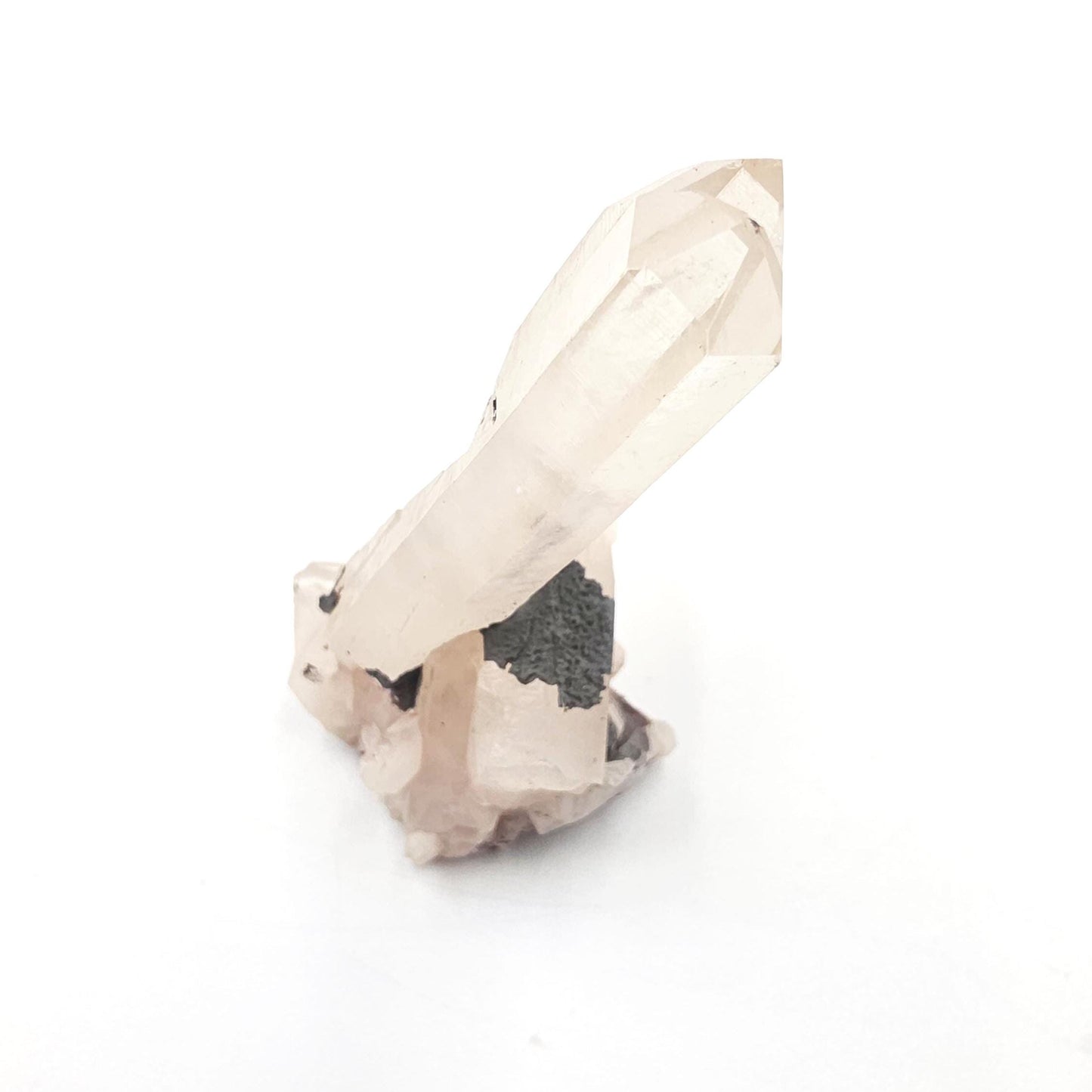 Twin Clear Quartz and Hematite Cluster Specimen - Grounding & Amplifying Healing Raw Crystal, 60g