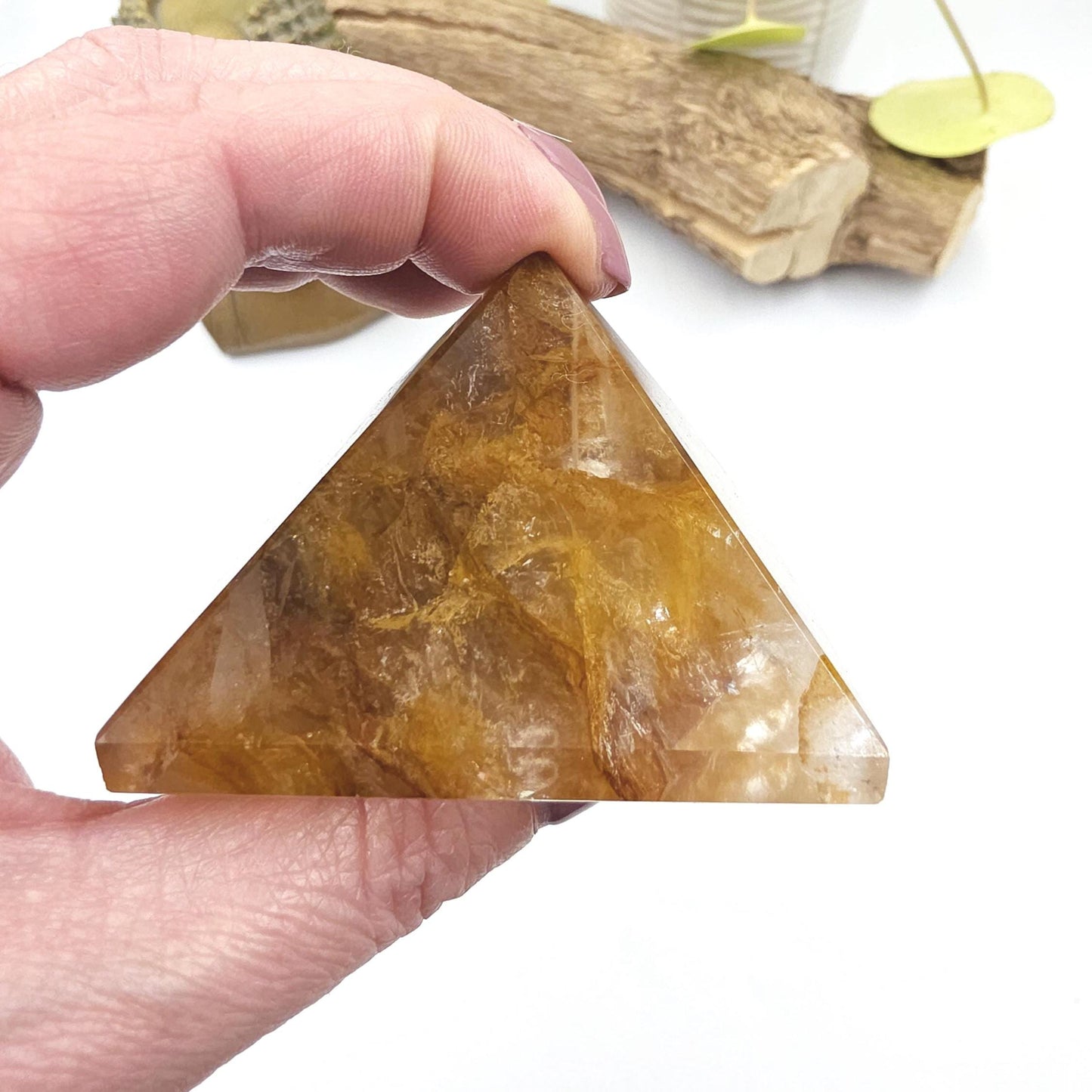 Golden Healer Pyramid – Healing, Balance & High Vibrational Quartz Crystal, 165g