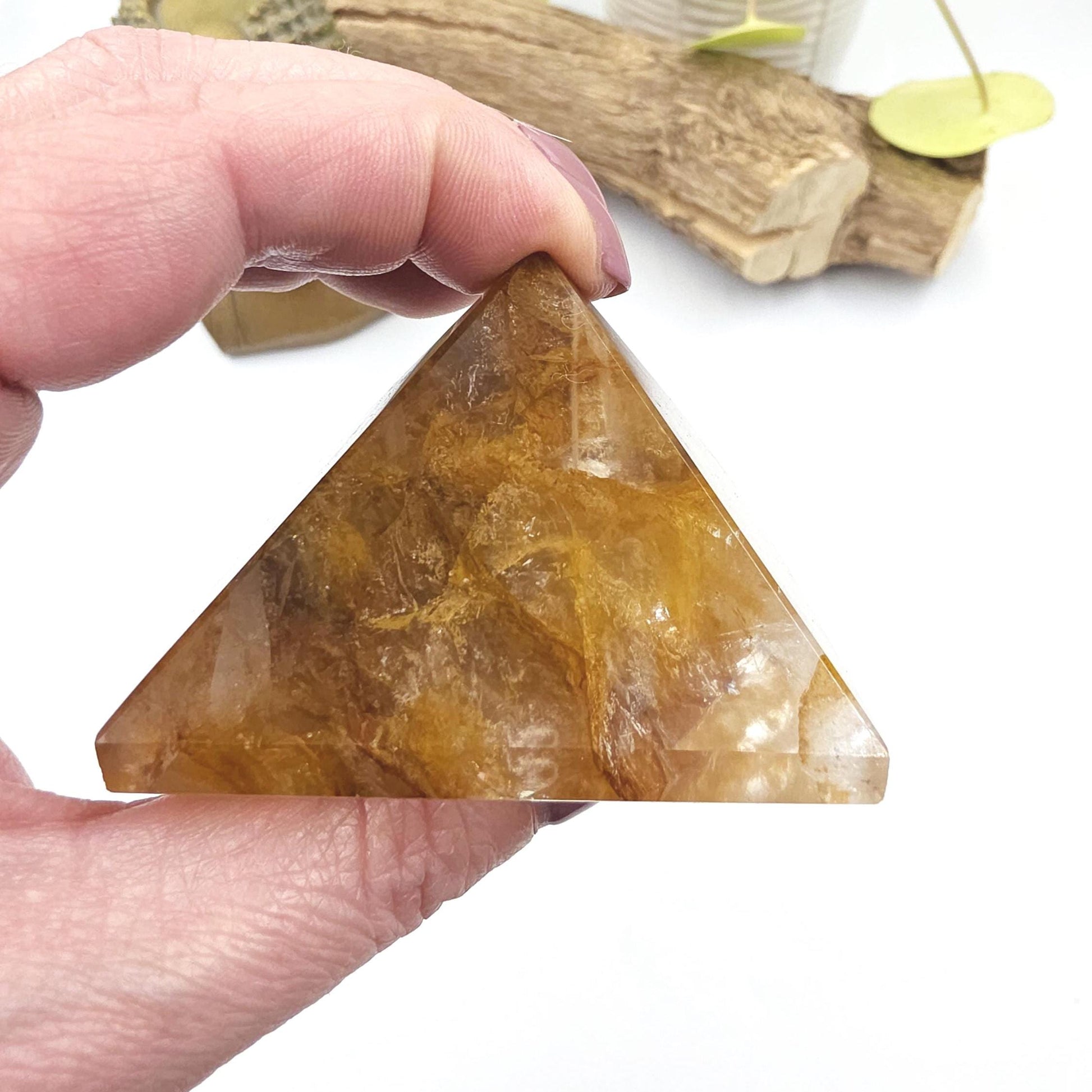 Golden Healer Pyramid – Healing, Balance & High Vibrational Quartz Crystal, 165g