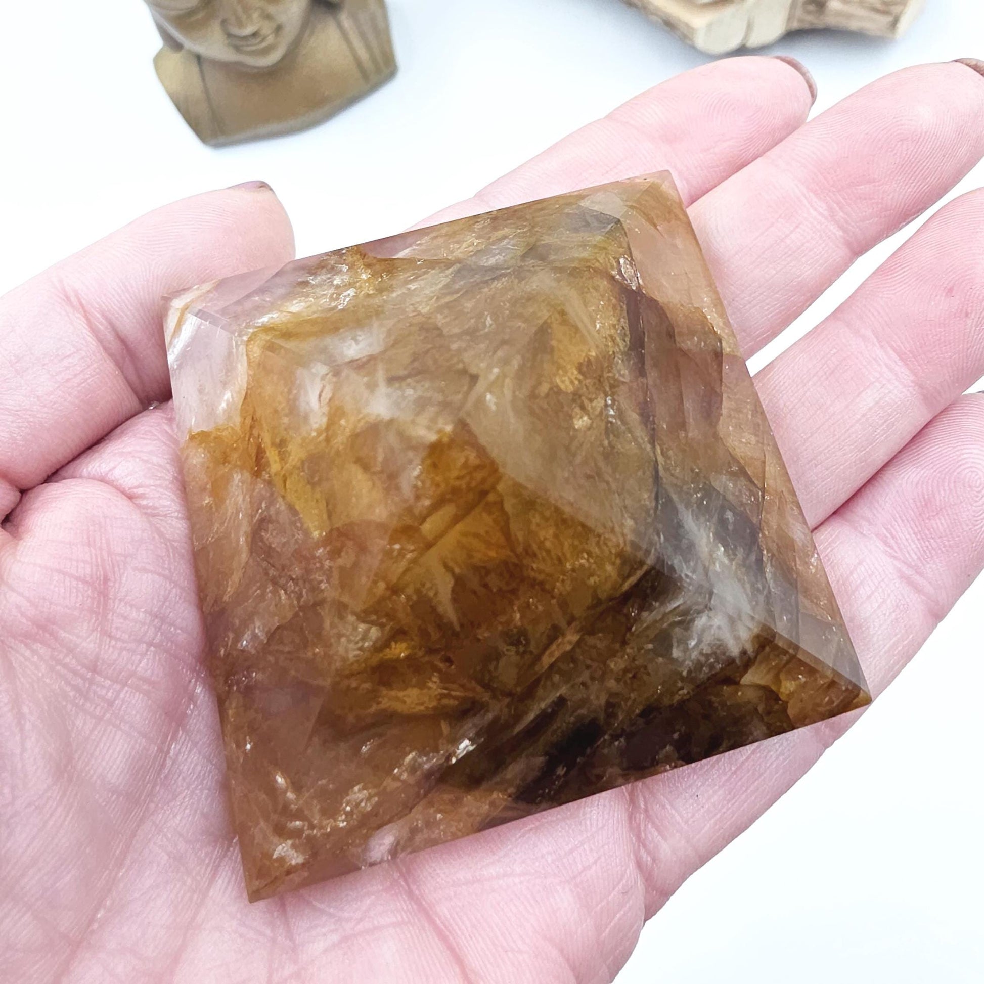 Golden Healer Pyramid – Healing, Balance & High Vibrational Quartz Crystal, 165g