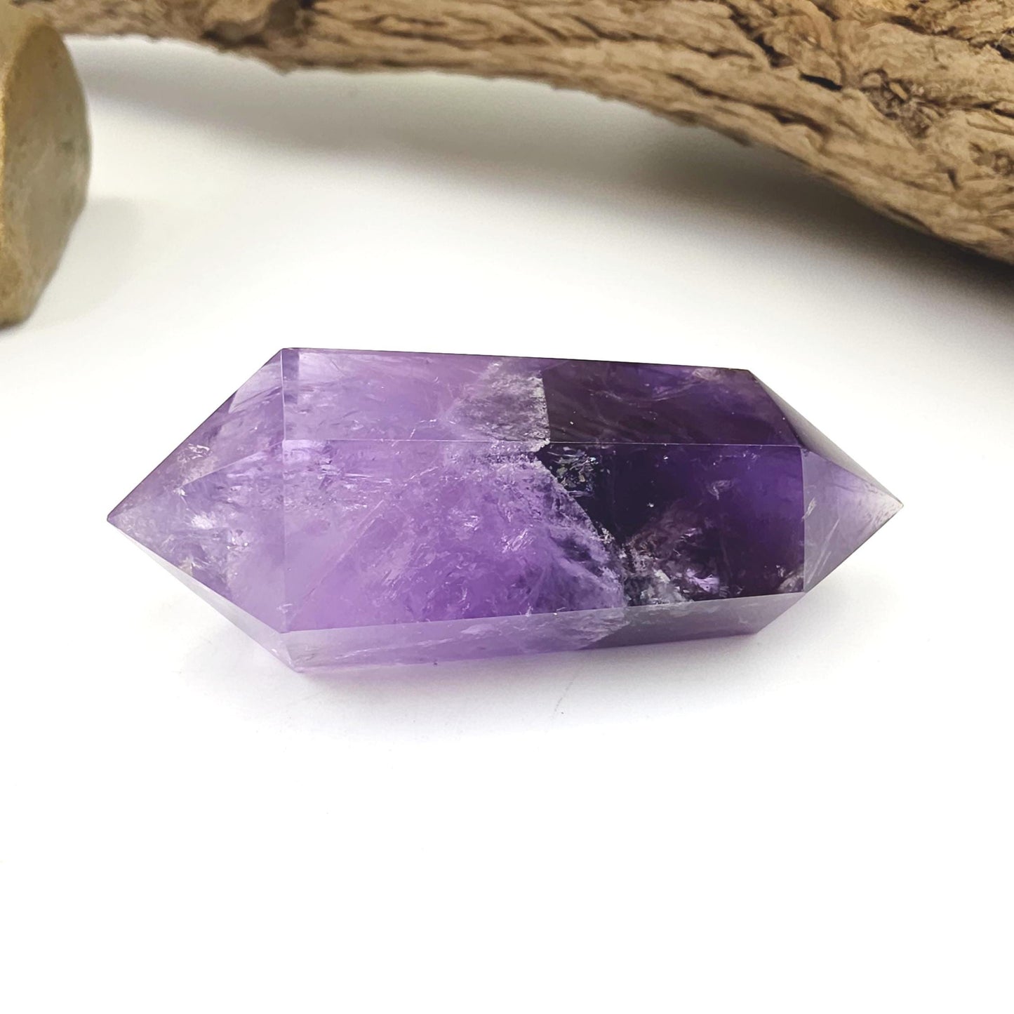 Two Tone Amethyst Double Point with Rainbows – Intuition, Calm & Spiritual Clarity Crystal, 40g