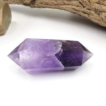 Two Tone Amethyst Double Point with Rainbows – Intuition, Calm & Spiritual Clarity Crystal, 40g