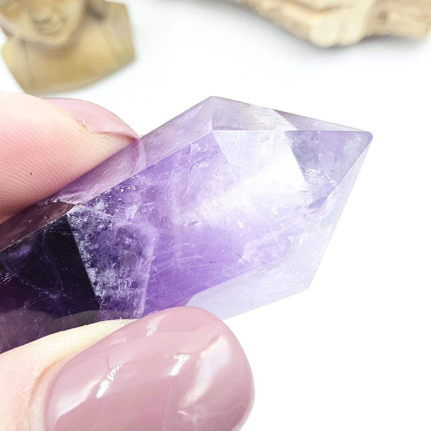 Two Tone Amethyst Double Point with Rainbows – Intuition, Calm & Spiritual Clarity Crystal, 40g