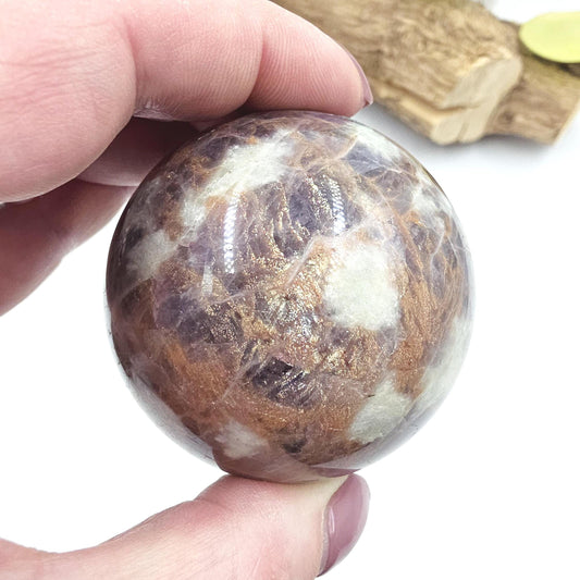 Iolite and Golden Sunstone Sphere – Intuition, Confidence & Positive Energy Crystal, 59mm