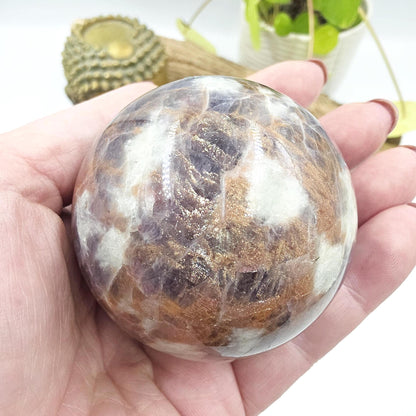 Iolite and Golden Sunstone Sphere – Intuition, Confidence & Positive Energy Crystal, 59mm