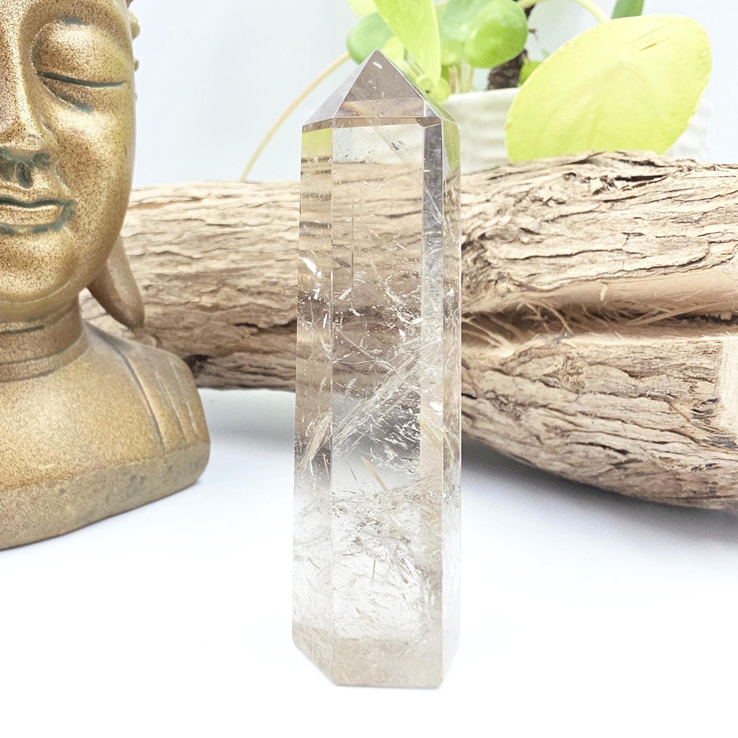 High Grade Golden Rutile Quartz Tower with Rainbow Flashes – Manifestation, Clarity & Energy Amplification Crystal, 8.8cm