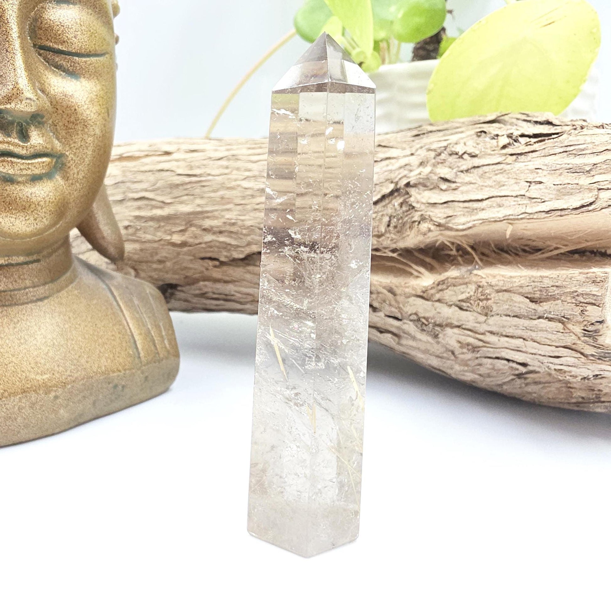 High Grade Golden Rutile Quartz Tower with Rainbow Flashes – Manifestation, Clarity & Energy Amplification Crystal, 8.8cm