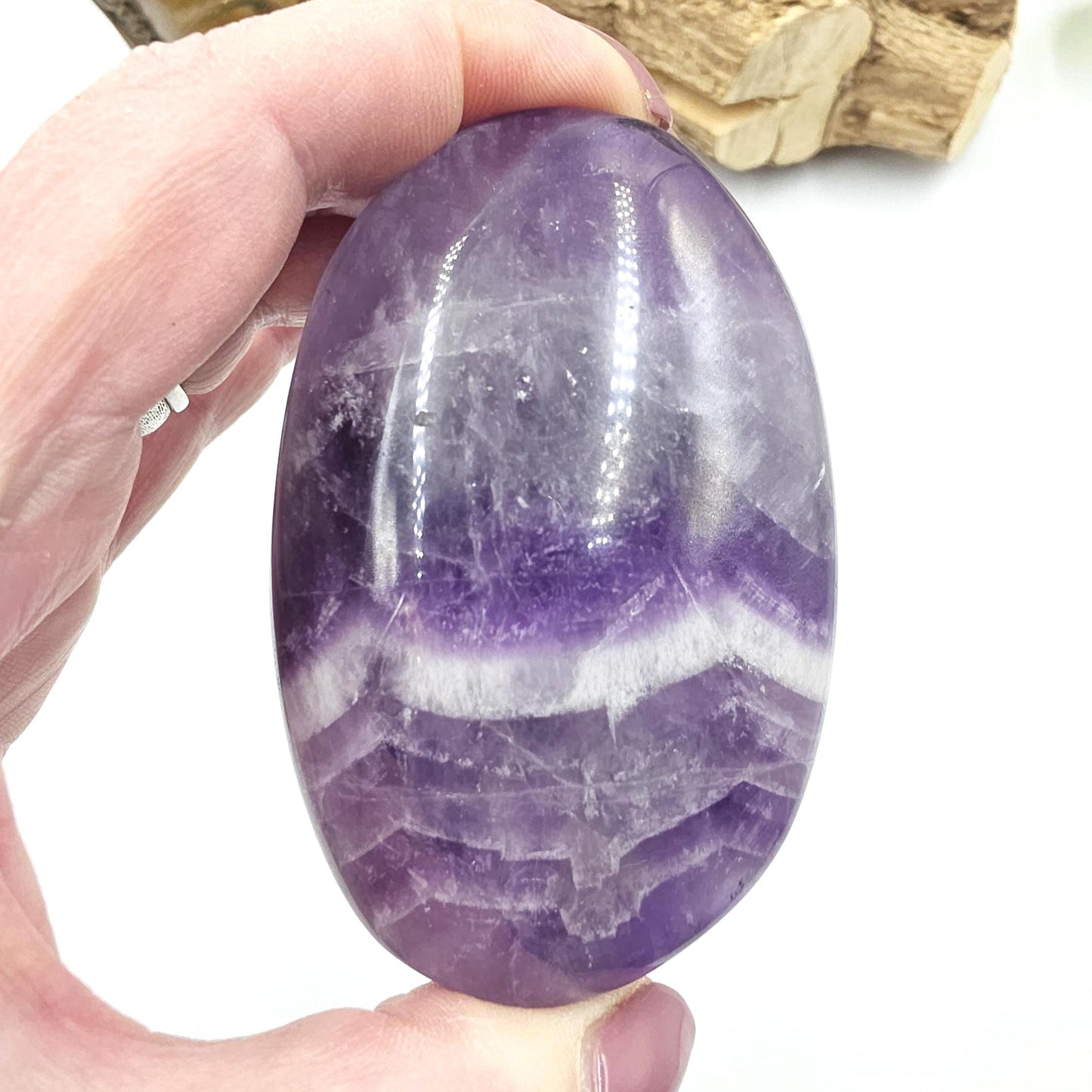 Large Dream Amethyst Palm Stone - Intuition & Spiritual Protection Crystal, 165g