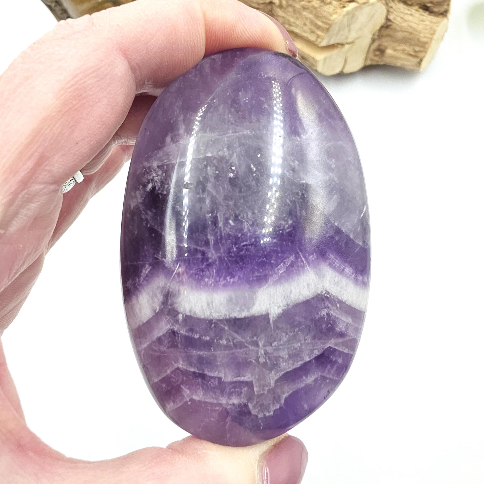 Large Dream Amethyst Palm Stone - Intuition & Spiritual Protection Crystal, 165g