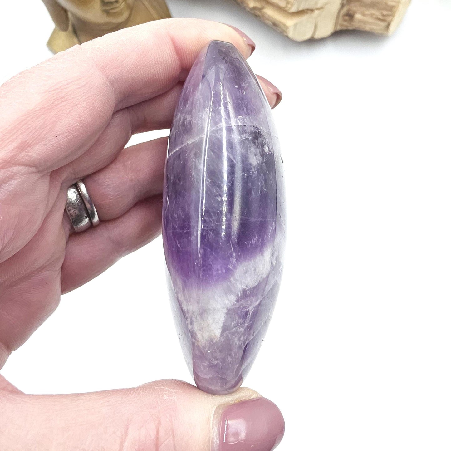 Large Dream Amethyst Palm Stone - Intuition & Spiritual Protection Crystal, 165g