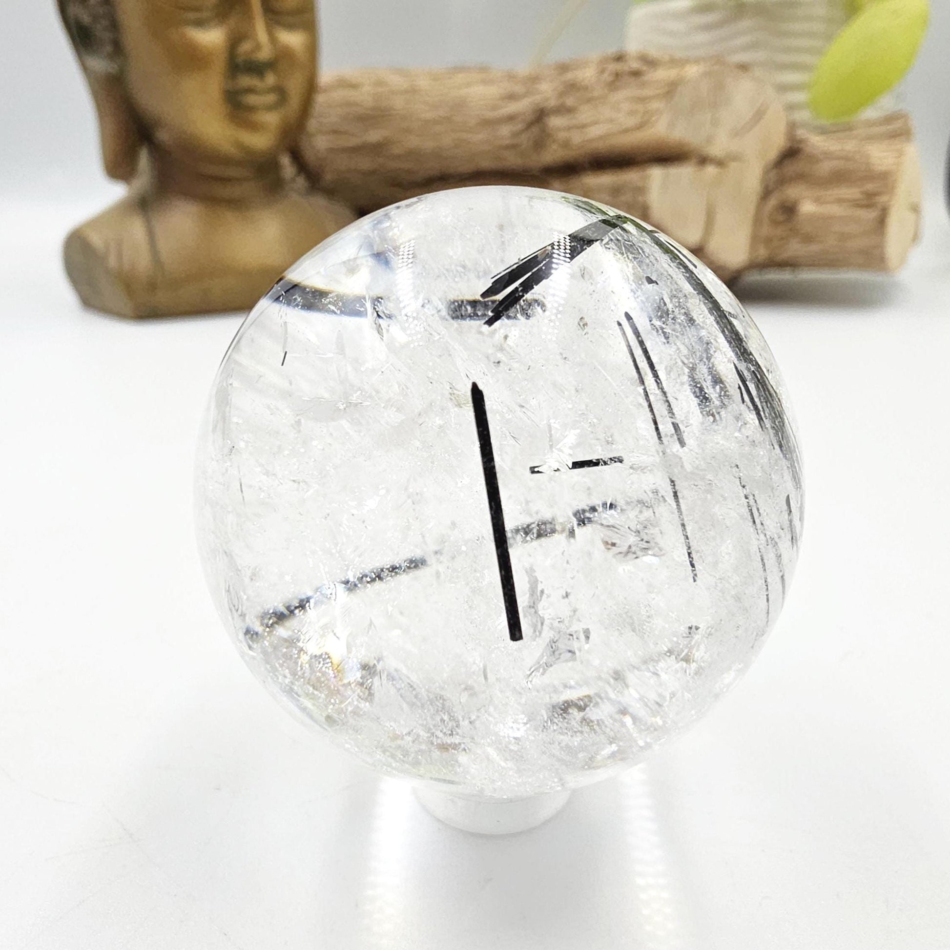 High Grade Black Rutile Quartz Sphere with Rainbows – Protection, Clarity & Energy Amplification Crystal, 50mm
