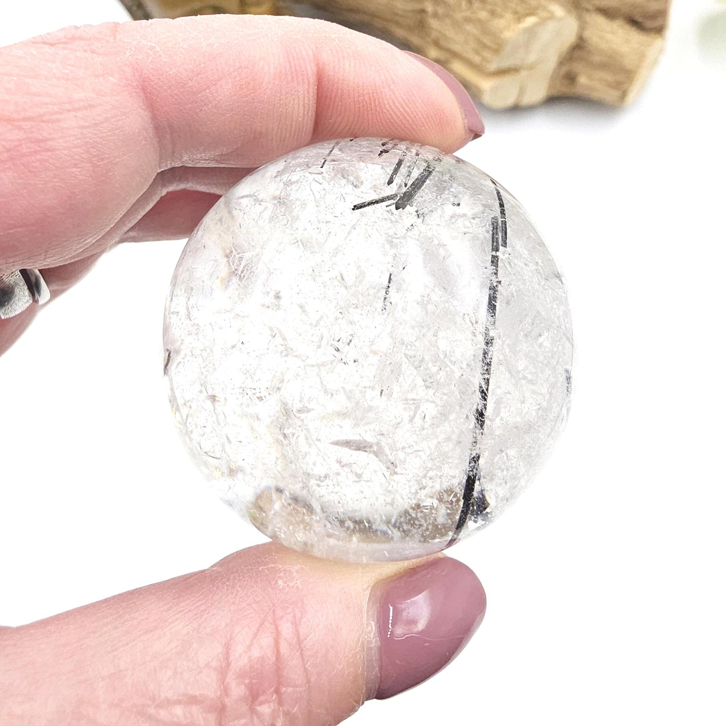 High Grade Black Rutile Quartz Sphere with Rainbows – Protection, Clarity & Energy Amplification Crystal, 50mm