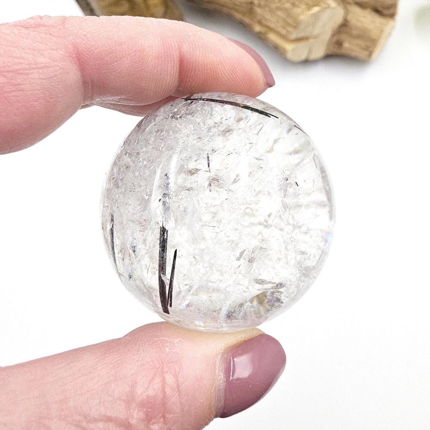 High Grade Black Rutile Quartz Sphere with Rainbows – Protection, Clarity & Energy Amplification Crystal, 50mm