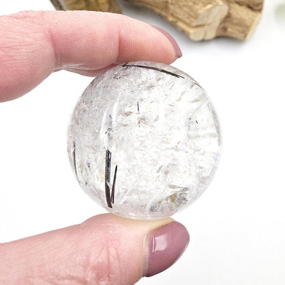 High Grade Black Rutile Quartz Sphere with Rainbows – Protection, Clarity & Energy Amplification Crystal, 50mm