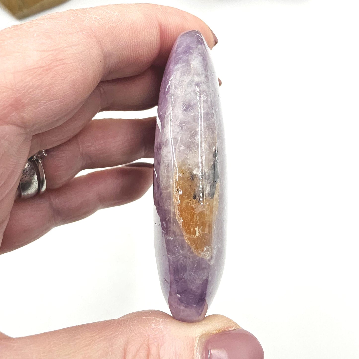 Amethyst Agate Palm Stone – Calm, Protection & Spiritual Healing Crystal, 110g